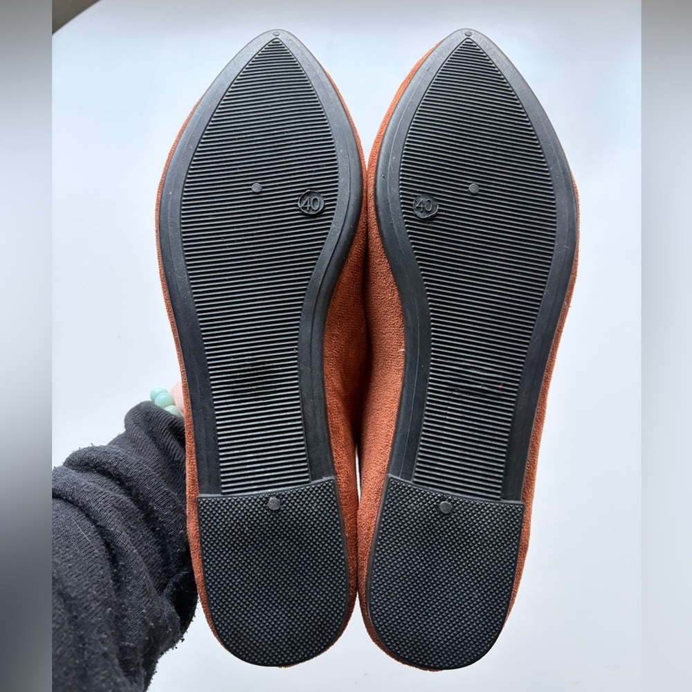 Women's Pointed Toe Faux-Suede Flats in Rust Brown - Picture 4 of 15